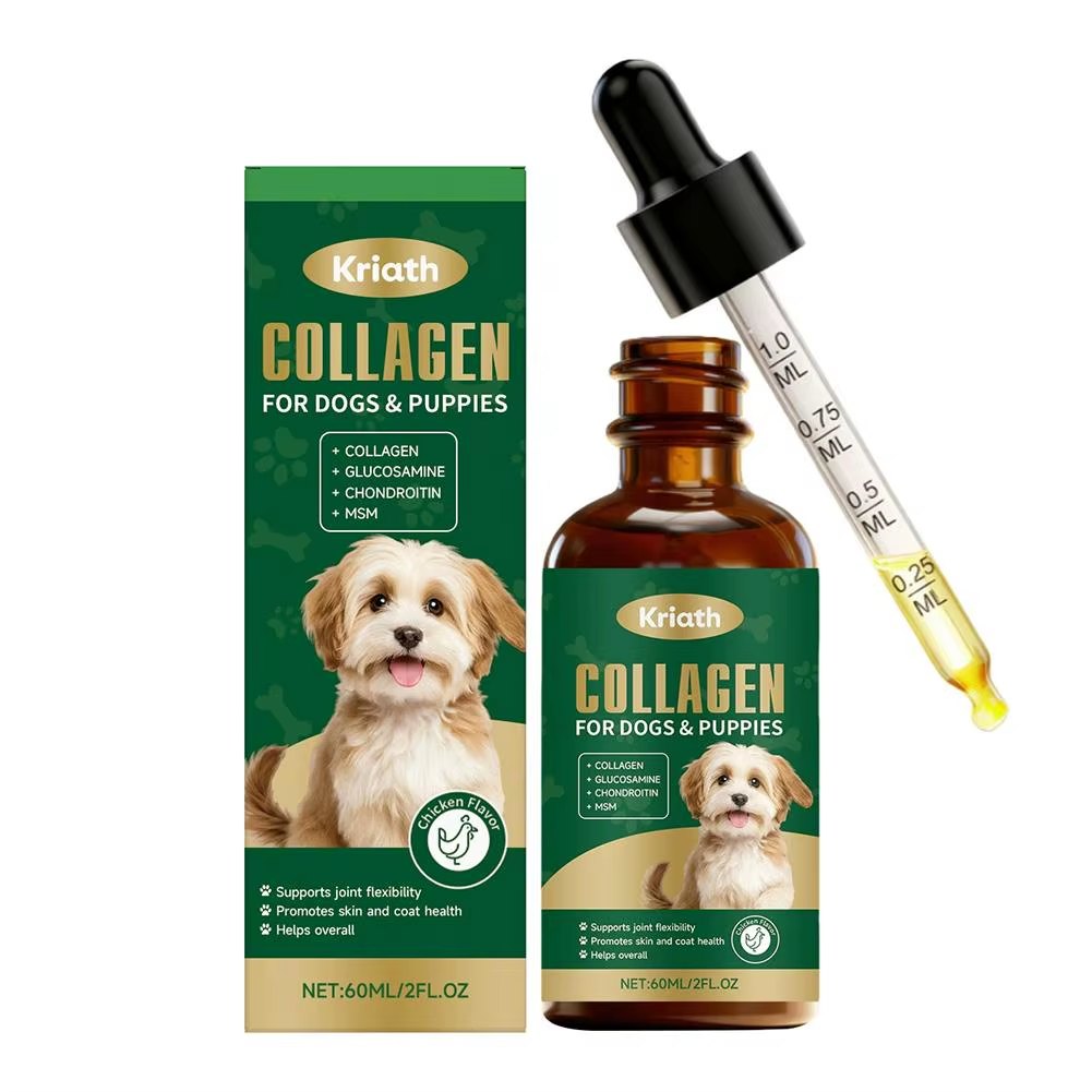 Collagen joint & coat drops for dogs, 60 ml amber bottle with dropper